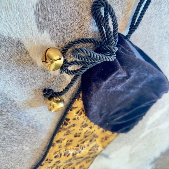 Shabby Cottage Christmas Stocking Leopard & Black Velvet Jingle Bells Paris Chic - Picture 5 of 13